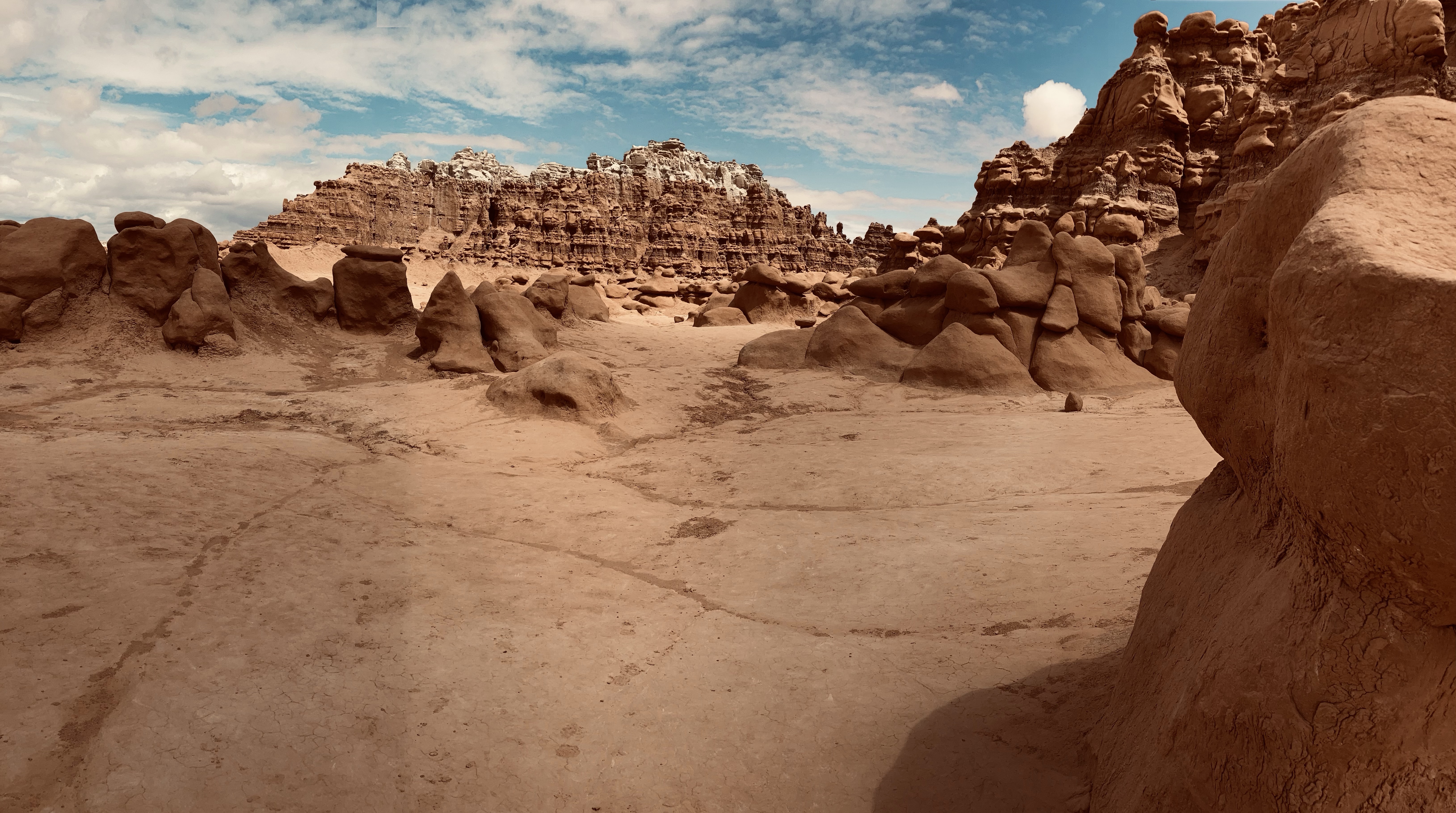 Looking across Goblin Valley towards a small mountain