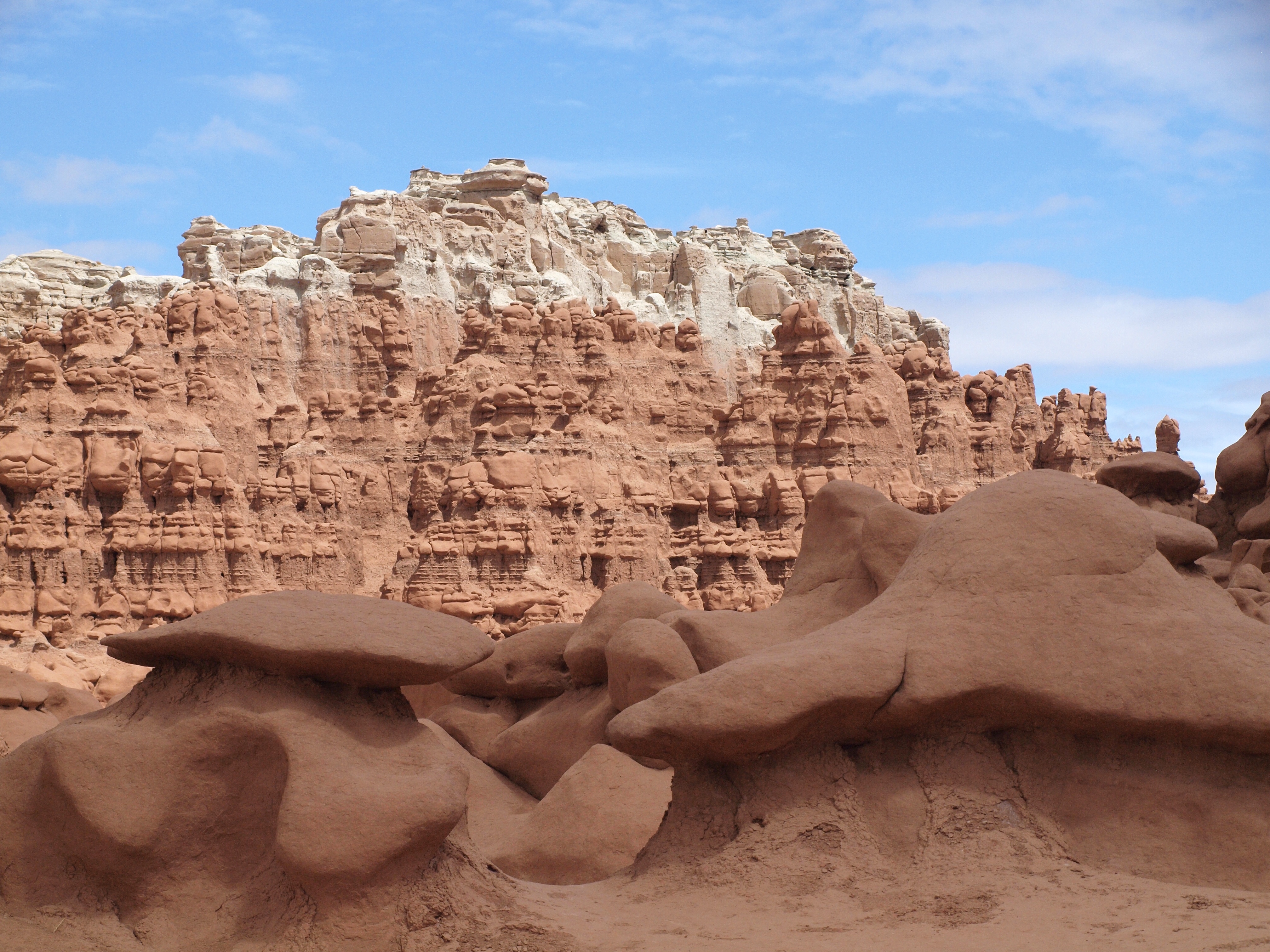 Looking across Goblin Valley towards a small mountain